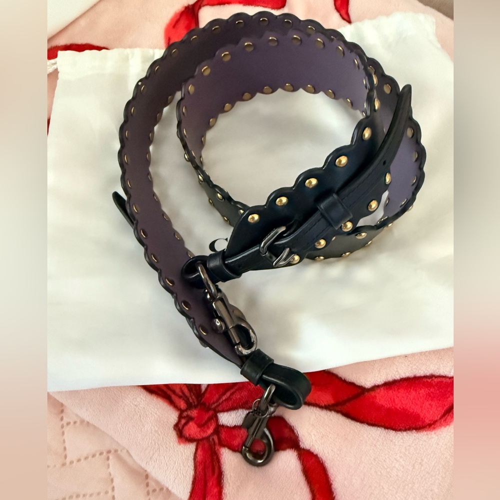 Coach Novelty Strap With Scalloped Rivets
Black and purple